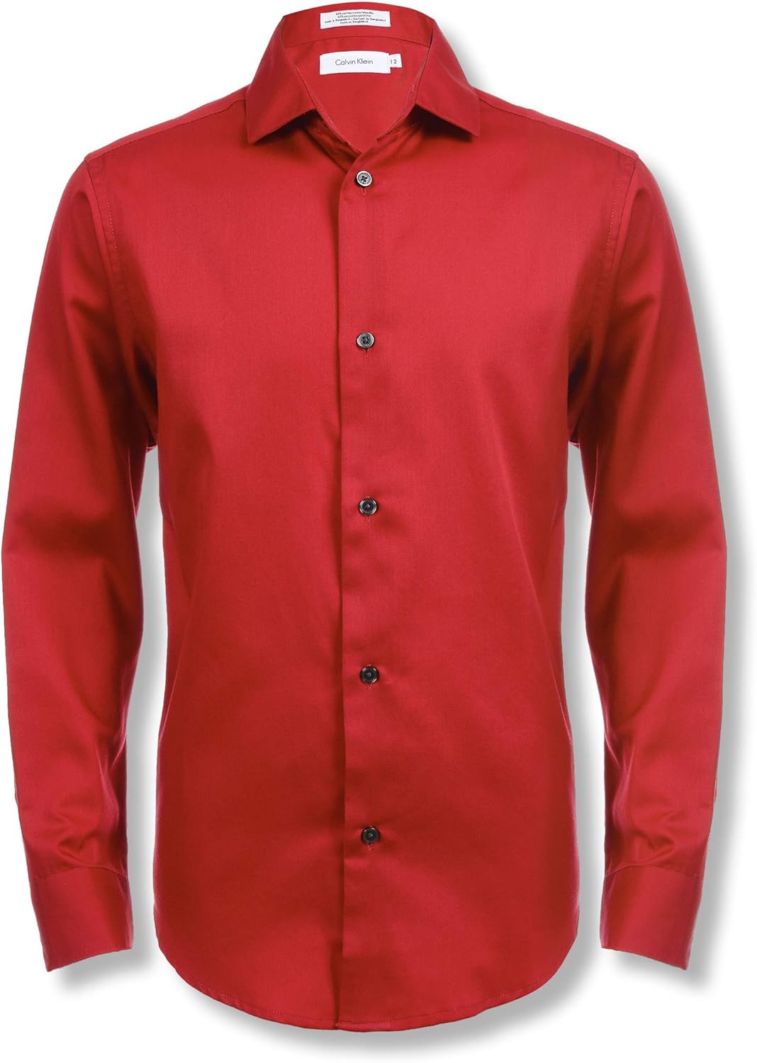 

Рубашка Calvin Klein для мальчиков с длинным рукавом, атласная, на пуговицах, с манжетами и подолом, Dark Red