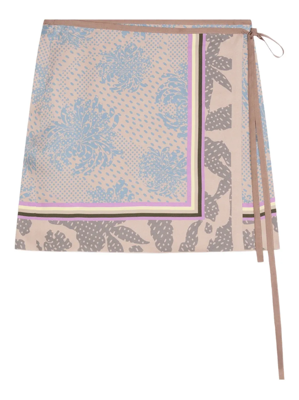 

Юбка мини с запахом и узором DRIES VAN NOTEN, нейтральный