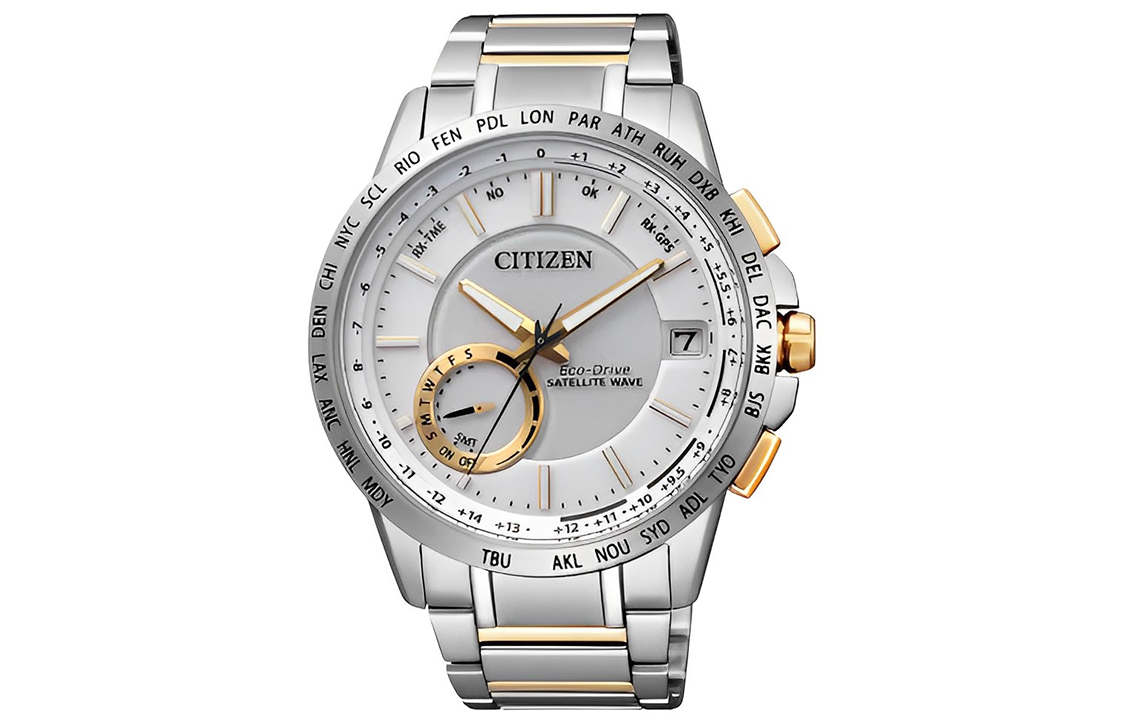 

CITIZEN Часы Light Energy Satellite Synchronized Watch Series Solar Quartz Movement Watch Men's Watch White Dial, Medium Gold