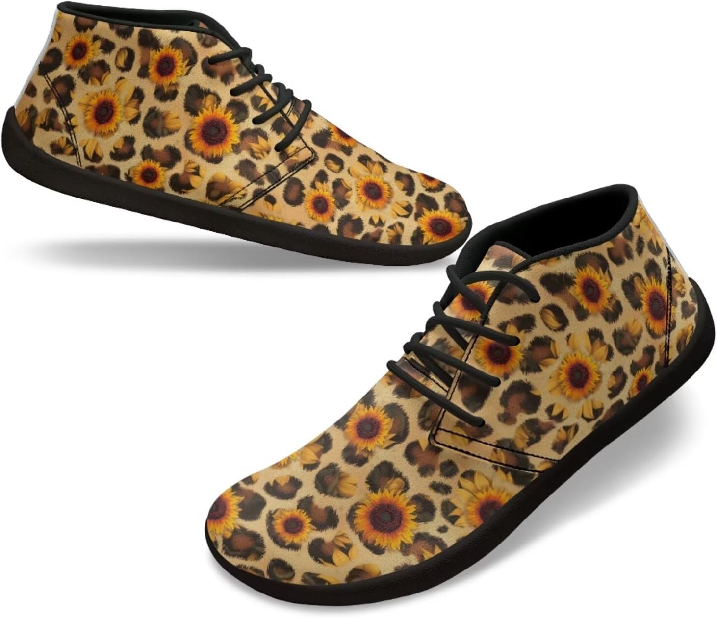 

Мужские босоножки с широким носком, кроссовки для ходьбы с нулевым перепадом подошвы, удобные, дышащие обувь для ходьбы и бега Xixirimido, Sunflower Leopard