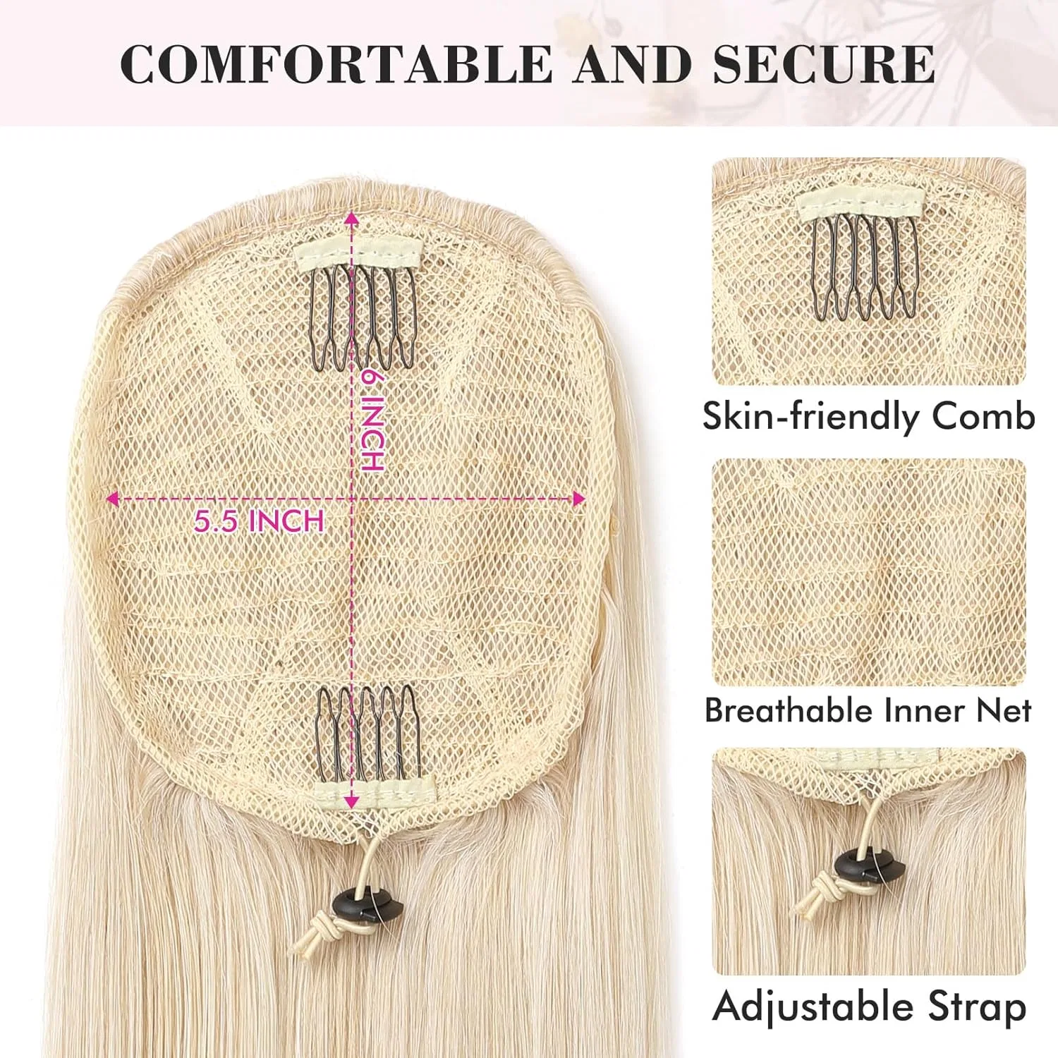 Длинный прямой хвост-шиньон «Ponytail Hair Extension» от REECHO Reecho, Light Blonde — фото 3