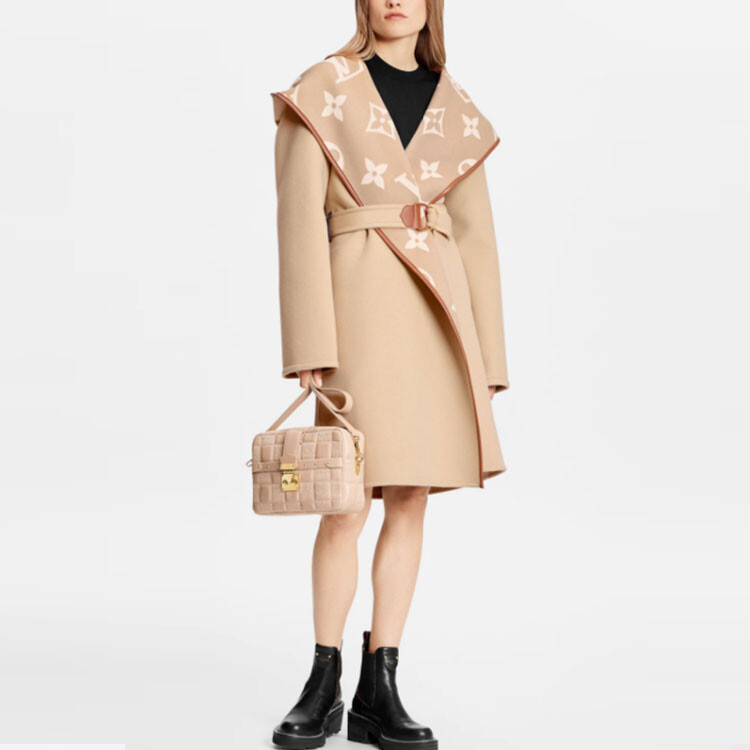Пальто женское Louis Vuitton, коричневый / кремовый — фото 2