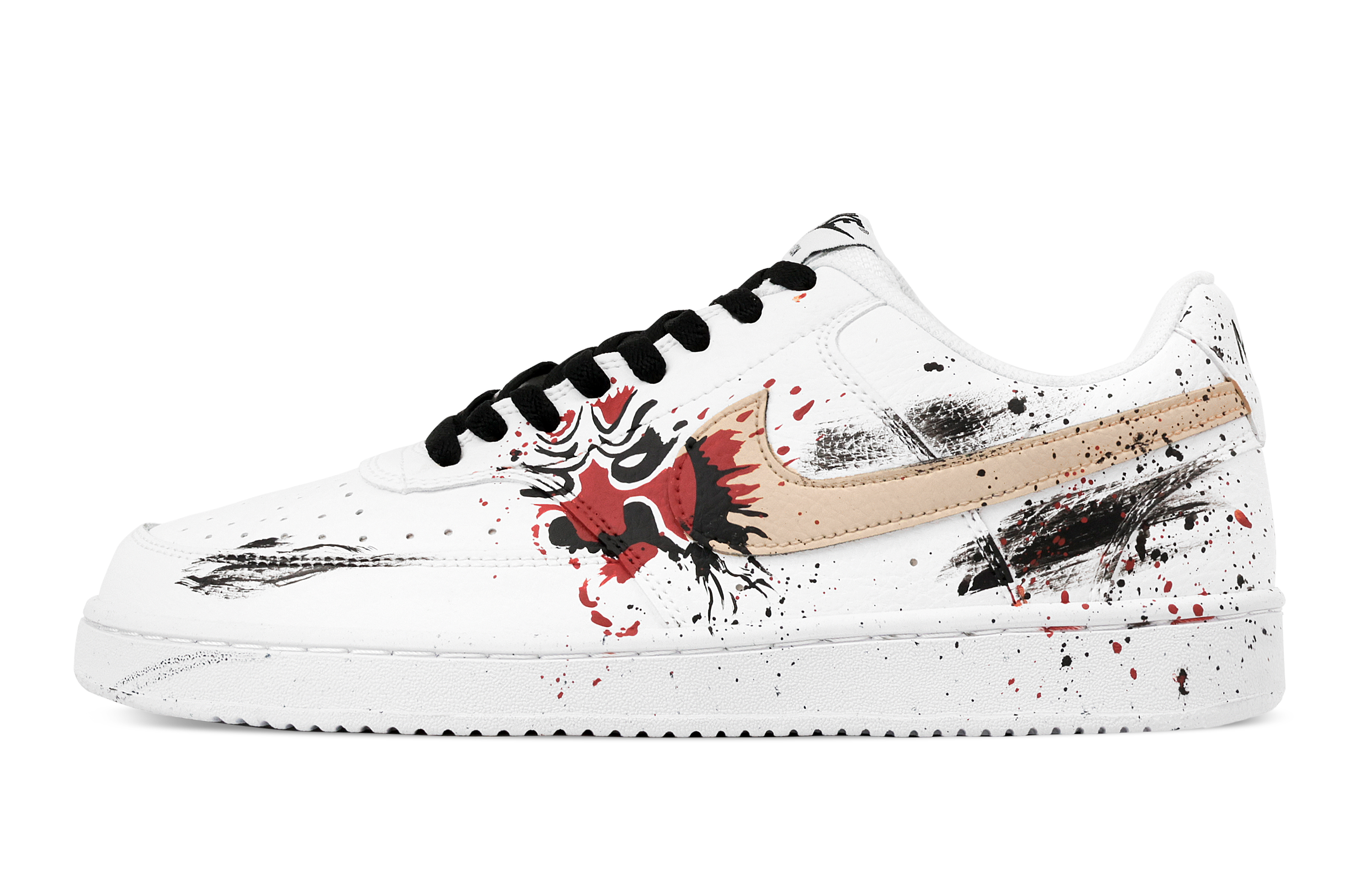 

Nike Кроссовки Court Vision 1 Mask без рисунка, износостойкие, низкие, для скейтбординга, мужские, черно-красные
