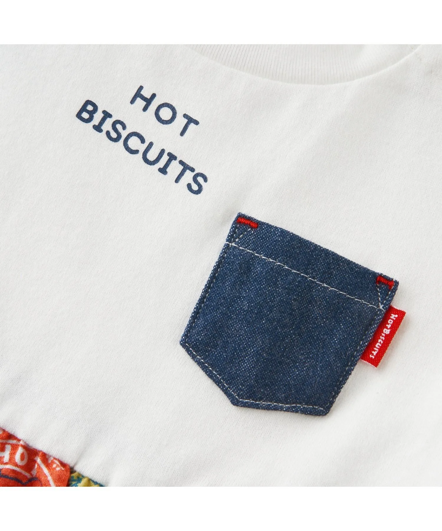 Детское платье с бандана-принтом и комбинированным дизайном HOT BISCUITS белое — фото 3