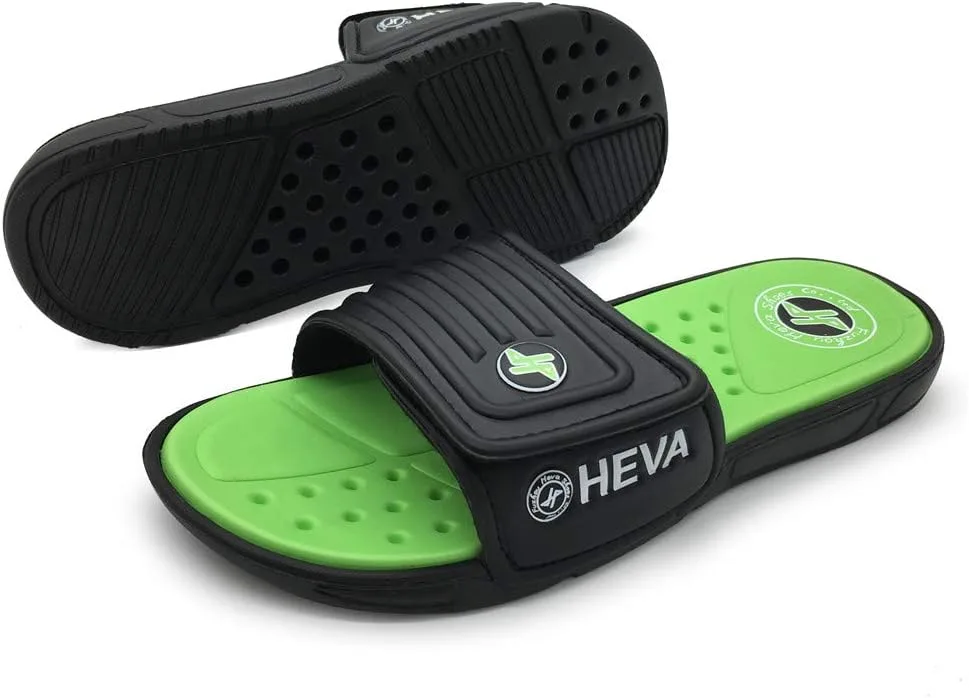 Мужские летние сандалии HEVA Slide для бассейна, черный/зеленый — фото 4