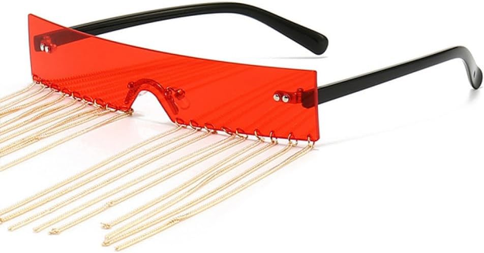 

Женские солнцезащитные очки без оправы с кисточками, конфетного цвета, цельные солнцезащитные очки, модные женские очки без оправы, защита от УФ-излучения UV400 WNCKSQ, Red