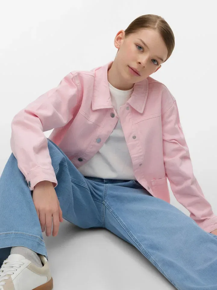 Джинсовая куртка, хлопок, Vero Moda Girl, розовый — фото 2