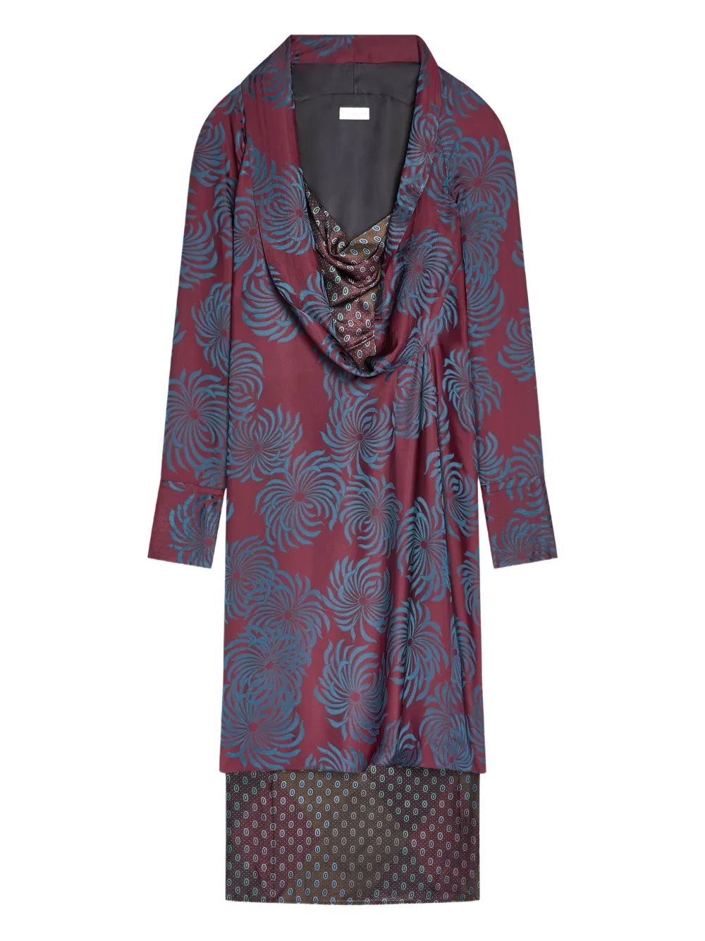 

Платье миди с геометричным узором Dries Van Noten, красный