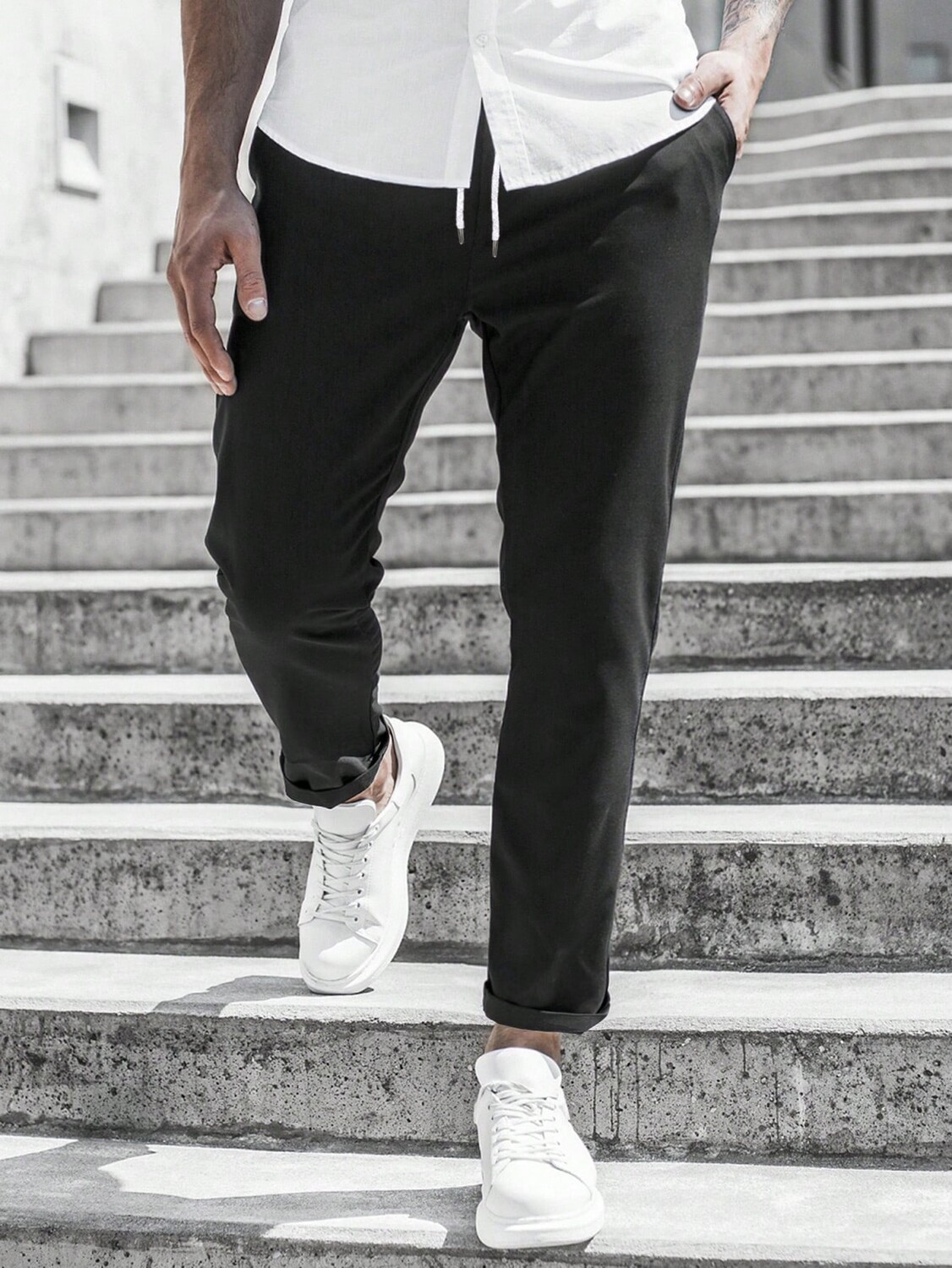 

Мужские однотонные брюки Homme с кулиской на талии Manfinity, черный