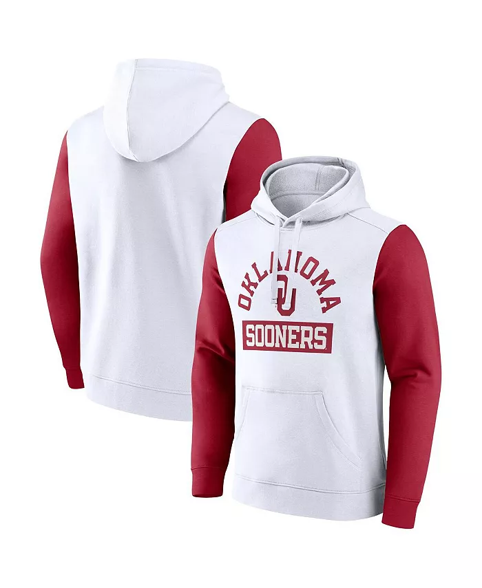 

Мужская белая толстовка с капюшоном Oklahoma Sooners Extra Point в цветном блоке из флиса Fanatics