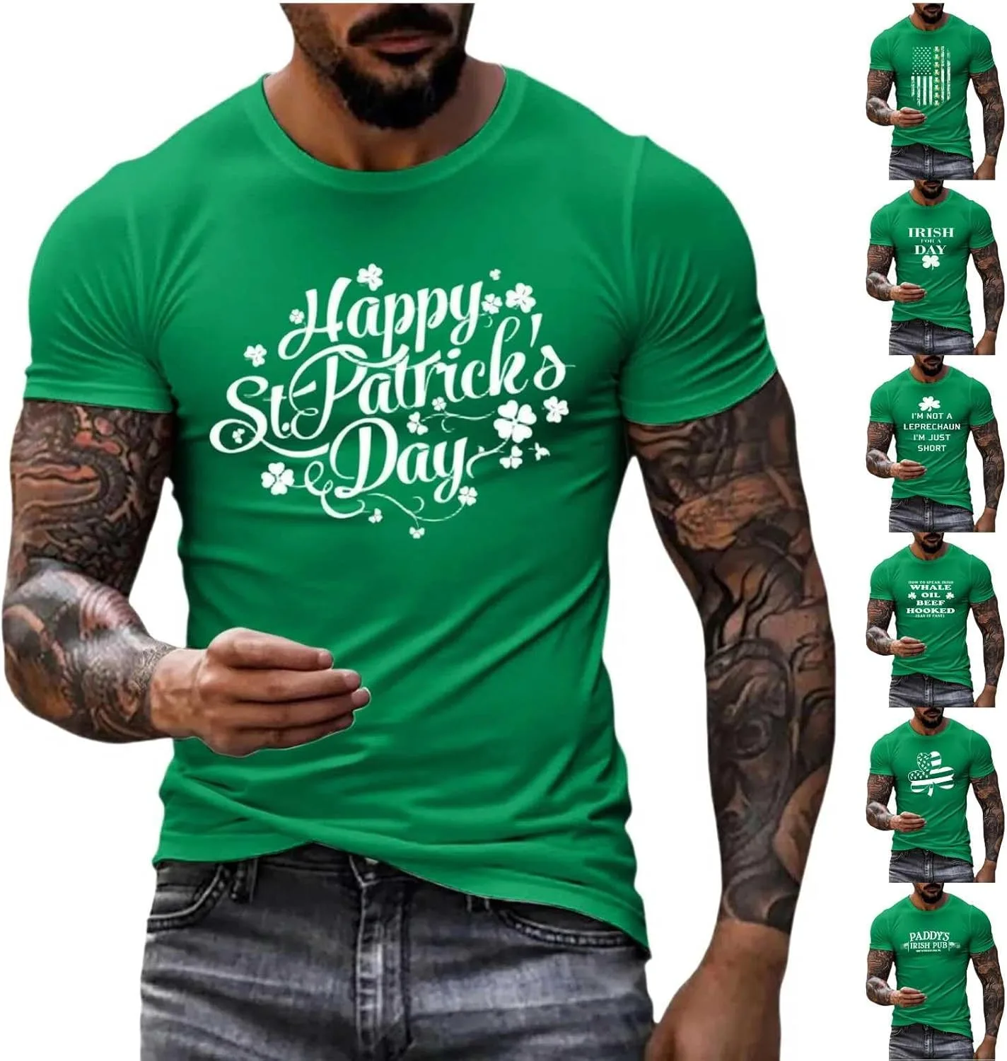 

Футболка мужская St Patricks Day 2026 с принтом клевера oversized