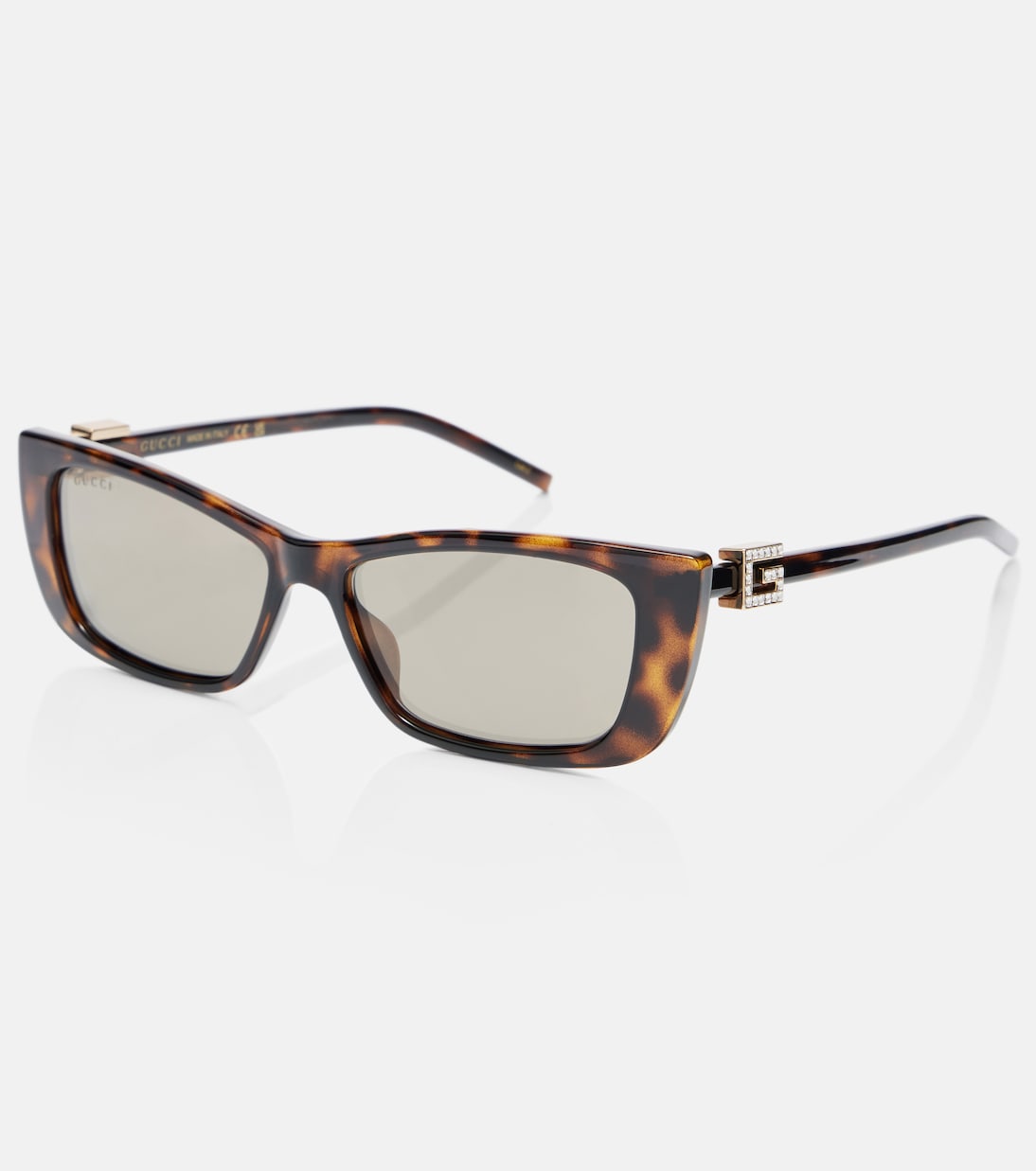 Прямоугольные солнцезащитные очки с декором Gucci, Havana-Havana-Grey — фото 4