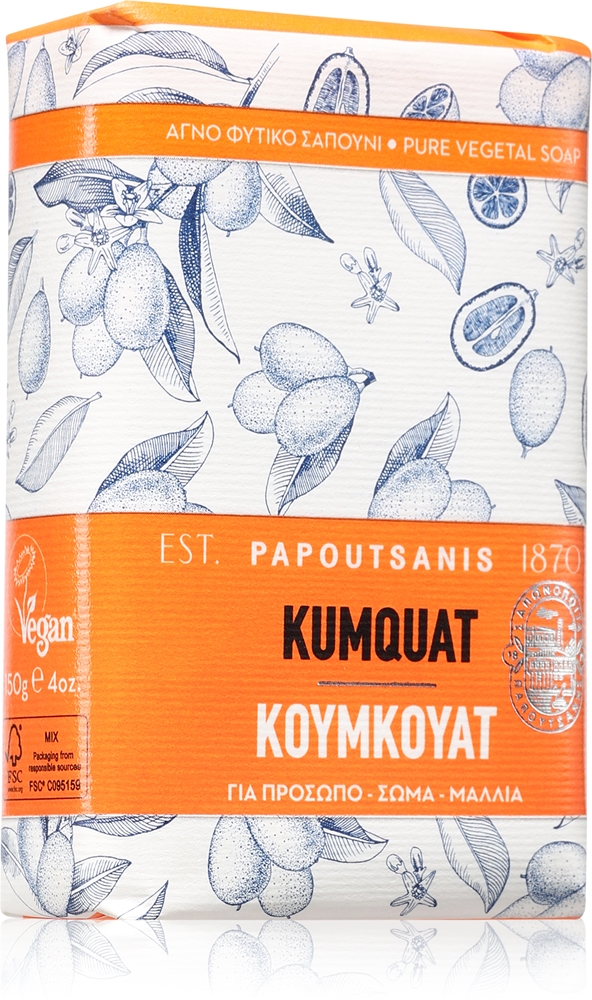 

Кусковое мыло с кумкватом Papoutsanis, 150 гр