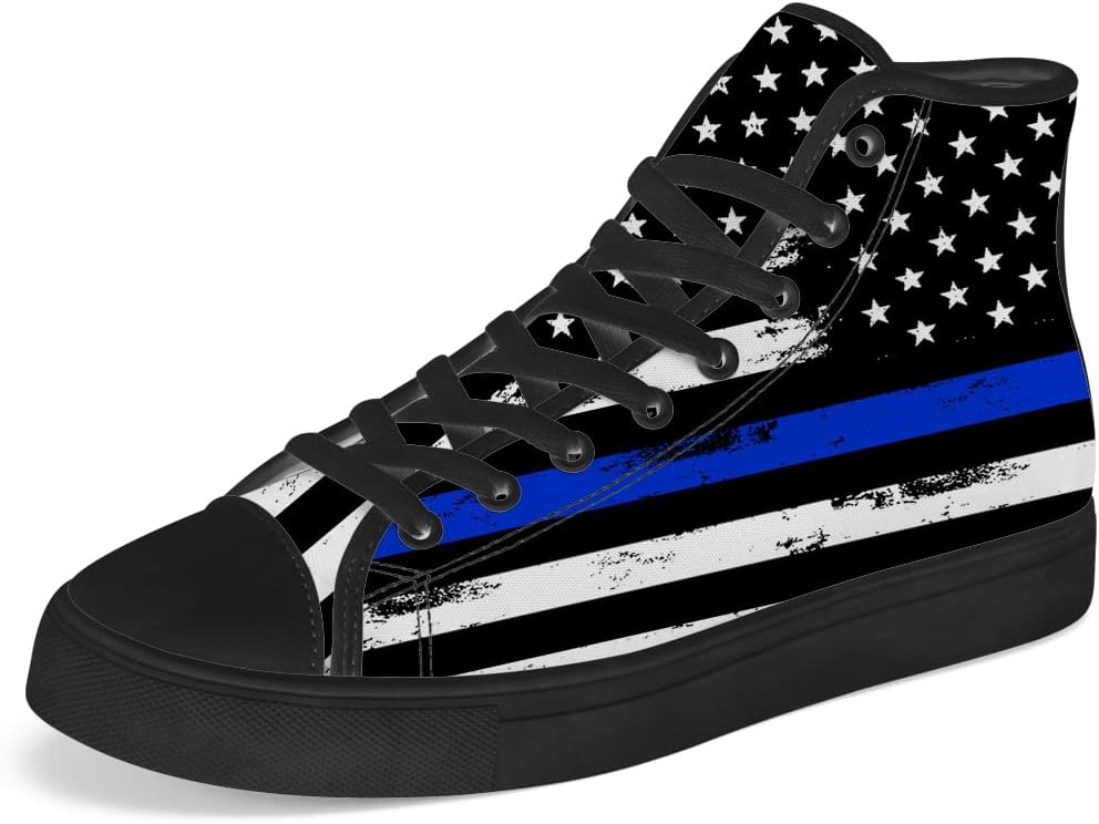 

Женские и мужские высокие кеды chebing с американским флагом на канве, высокие кроссовки с флагом США, шнуровка, повседневная обувь, подарок для мужчин и женщин, синий