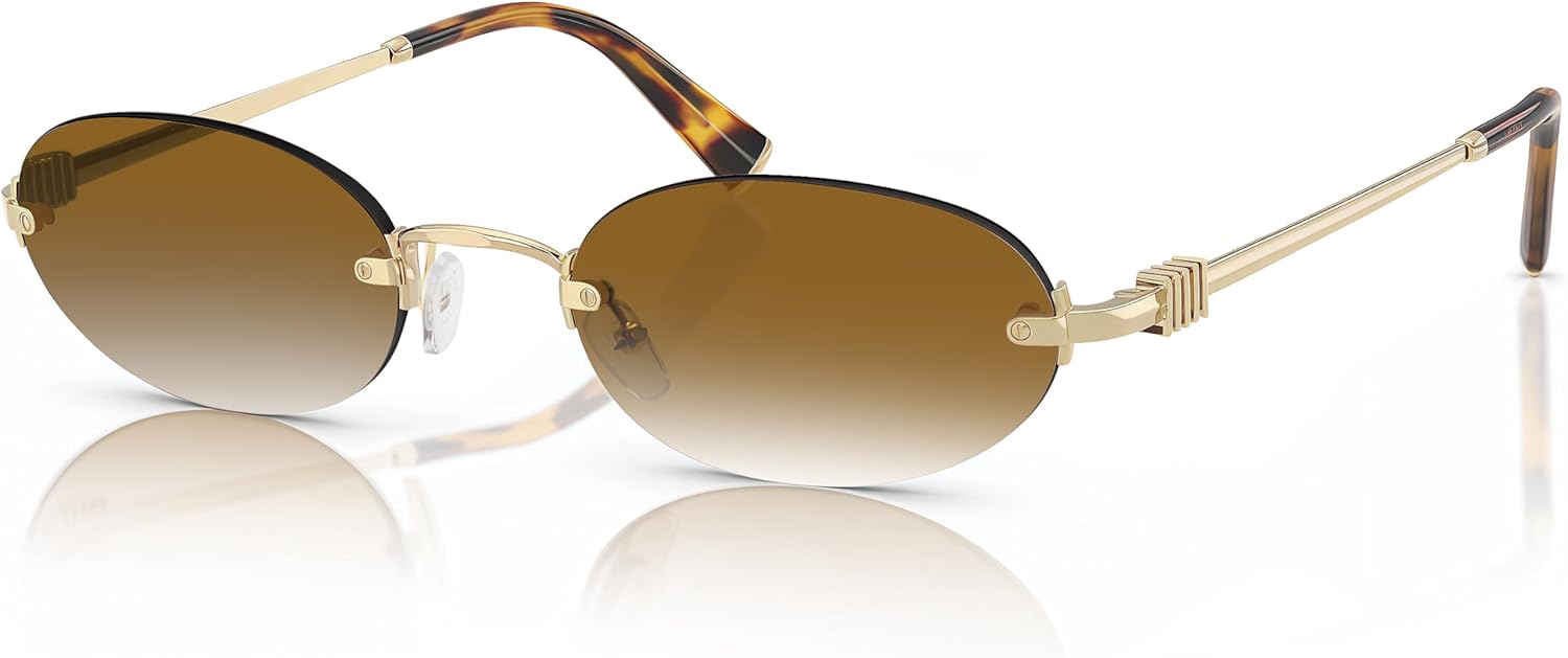 

Солнцезащитные очки TYA Retro Small Oval для женщин и мужчин, модные солнцезащитные очки без оправы 2026 года, узкие солнцезащитные очки в стиле Y2K от дизайнеров, Gold Frame-gradientbrown Lens