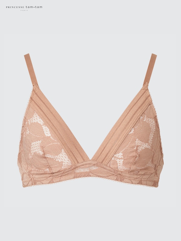 

Кружевной бюстгальтер без косточек (с узором) Uniqlo, коричневый