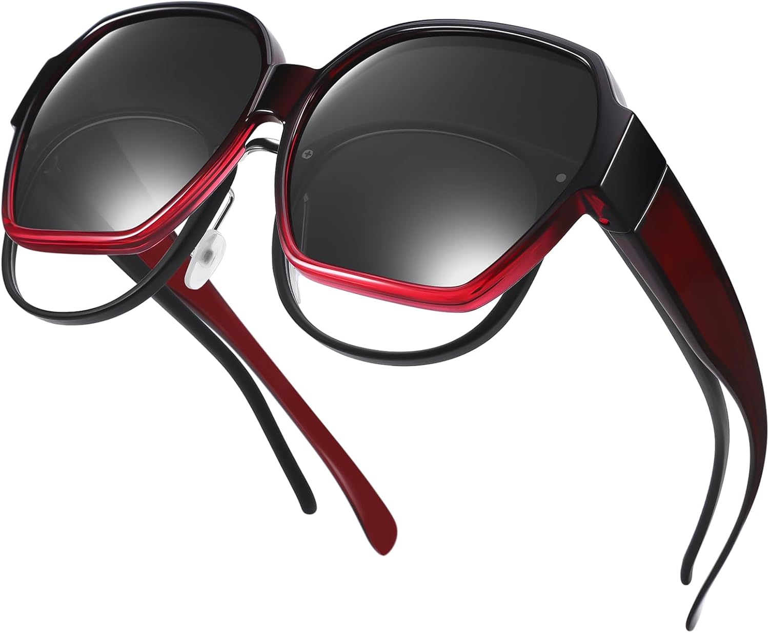 

Большие солнцезащитные очки, надеваемые поверх обычных очков, для мужчин и женщин, поляризованные квадратные солнцезащитные очки с линзами, защищающими от УФ-излучения UV400 TINHAO, Gradient Red