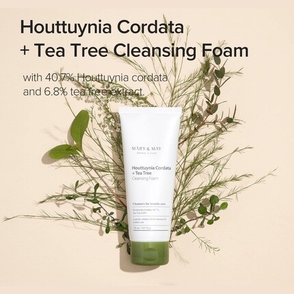 Пенка для умывания Mary&May — Houttuynia Cordata + Tea Tree Cleansing Foam / - Очищающее средство для ухода за порами, 150 мл — фото 2
