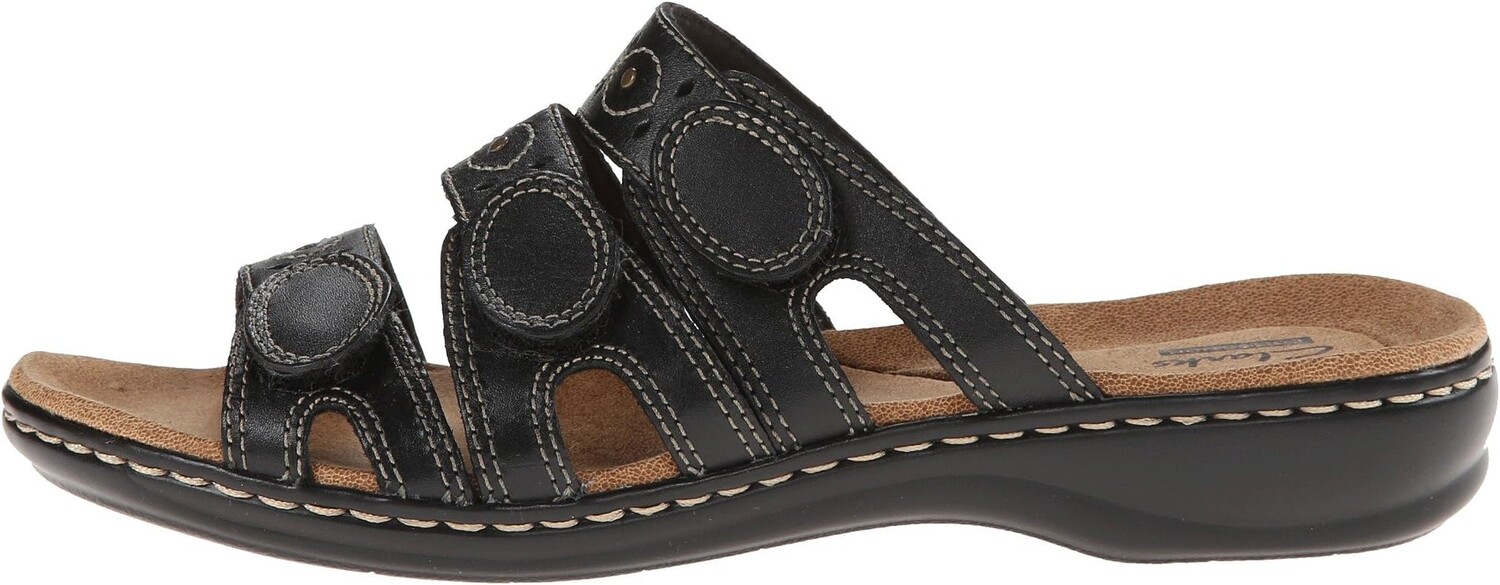 Сандалии на плоской подошве Leisa Cacti Q Clarks, черная кожа — фото 4
