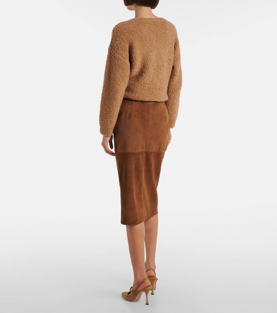 Жаккардовая юбка-карандаш из замши Jerez Max Mara, Cuoio — фото 3
