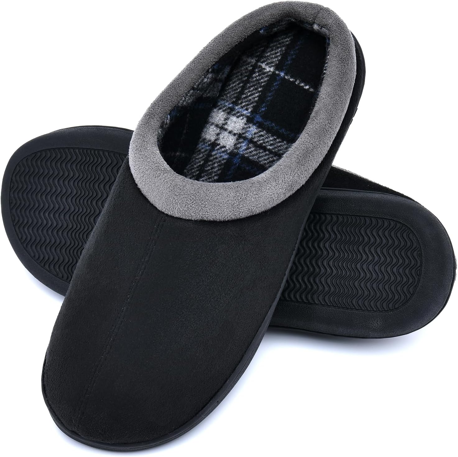 

Мужские тапочки с мемори-пенной стелькой, удобные домашние тапочки для мужчин, для использования дома и на улице, с нескользящей подошвой, теплые зимние тапочки для спальни, размер Lordfon, черный