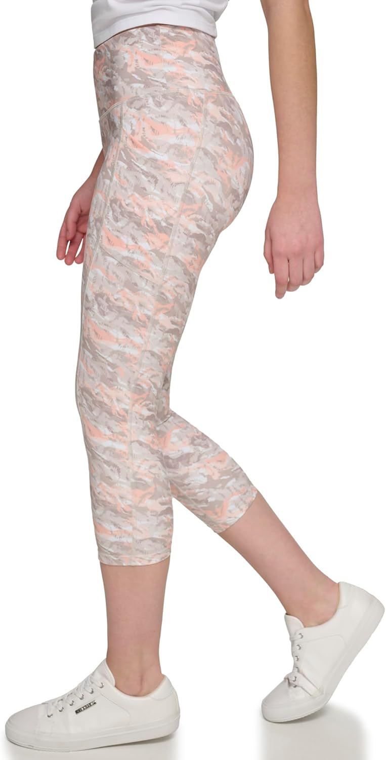 Женские леггинсы Calvin Klein с принтом и высокой талией, Texture Movement Fluo Peach — фото 3