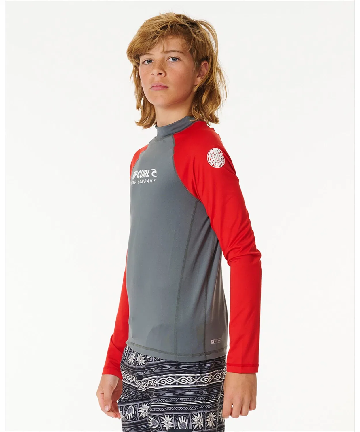 Лонгслив рашгард Rip Curl K SHOCK UPF L/S-BOY, полиэстер, красный