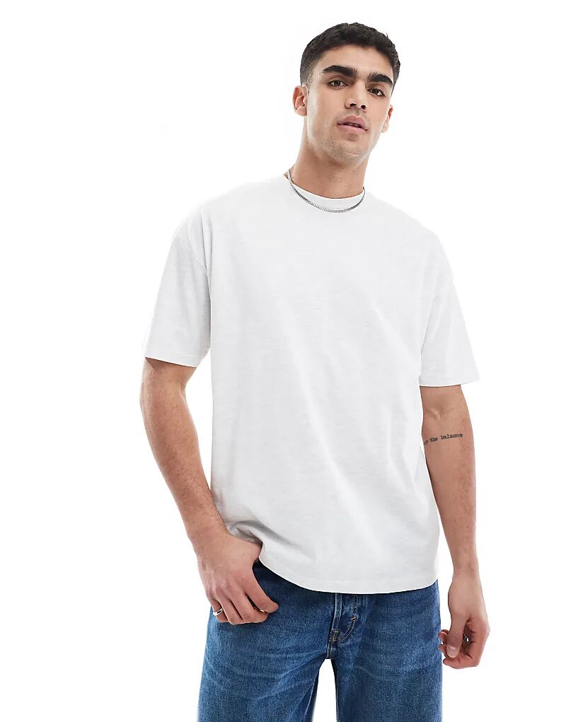 

Футболка оверсайз ASOS DESIGN Essential белого цвета с меланжевым принтом