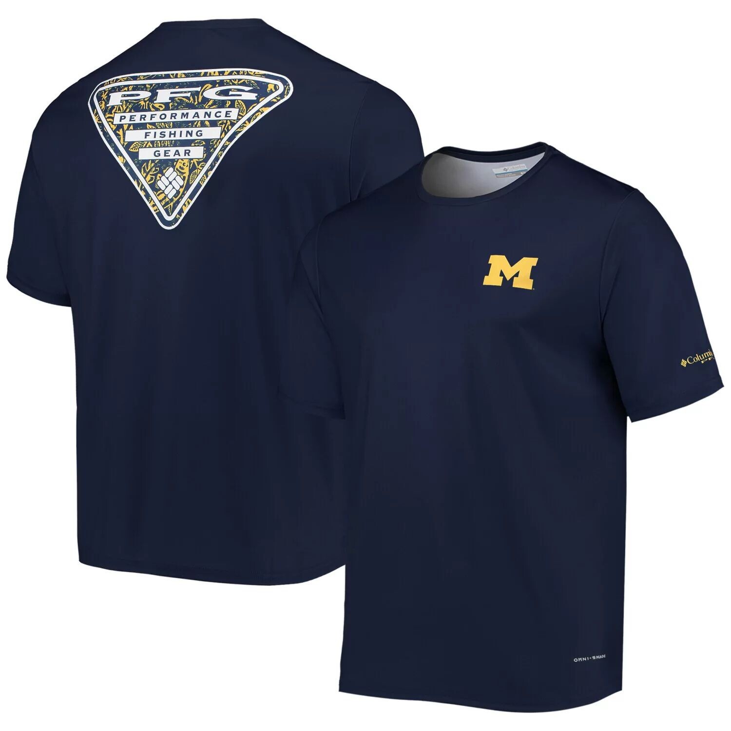 

Мужская футболка Columbia Navy Michigan Wolverines Terminal Tackle Omni-Shade
