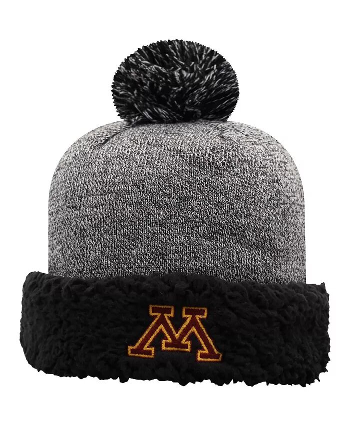 

Женская черная вязаная шапка Minnesota Golden Gophers Snug Cuffed Knit с помпоном Top of the World