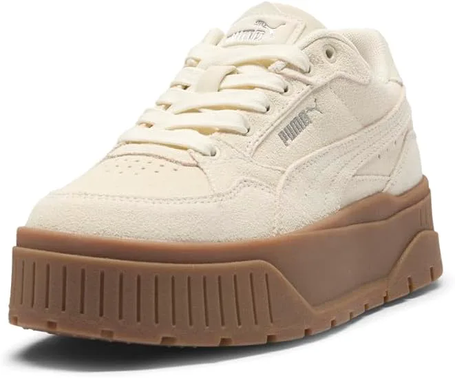 Детские кроссовки PUMA для девочек Karmen II Idol с шнуровкой - белые, слоновая кость/серебряный — фото 3