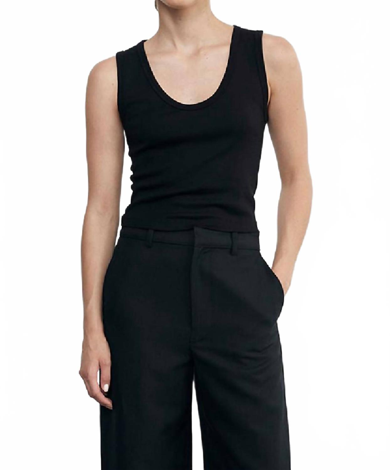 

Черное укороченное облегающее майка-борцовка из супимы с детской резинкой Enza Costa