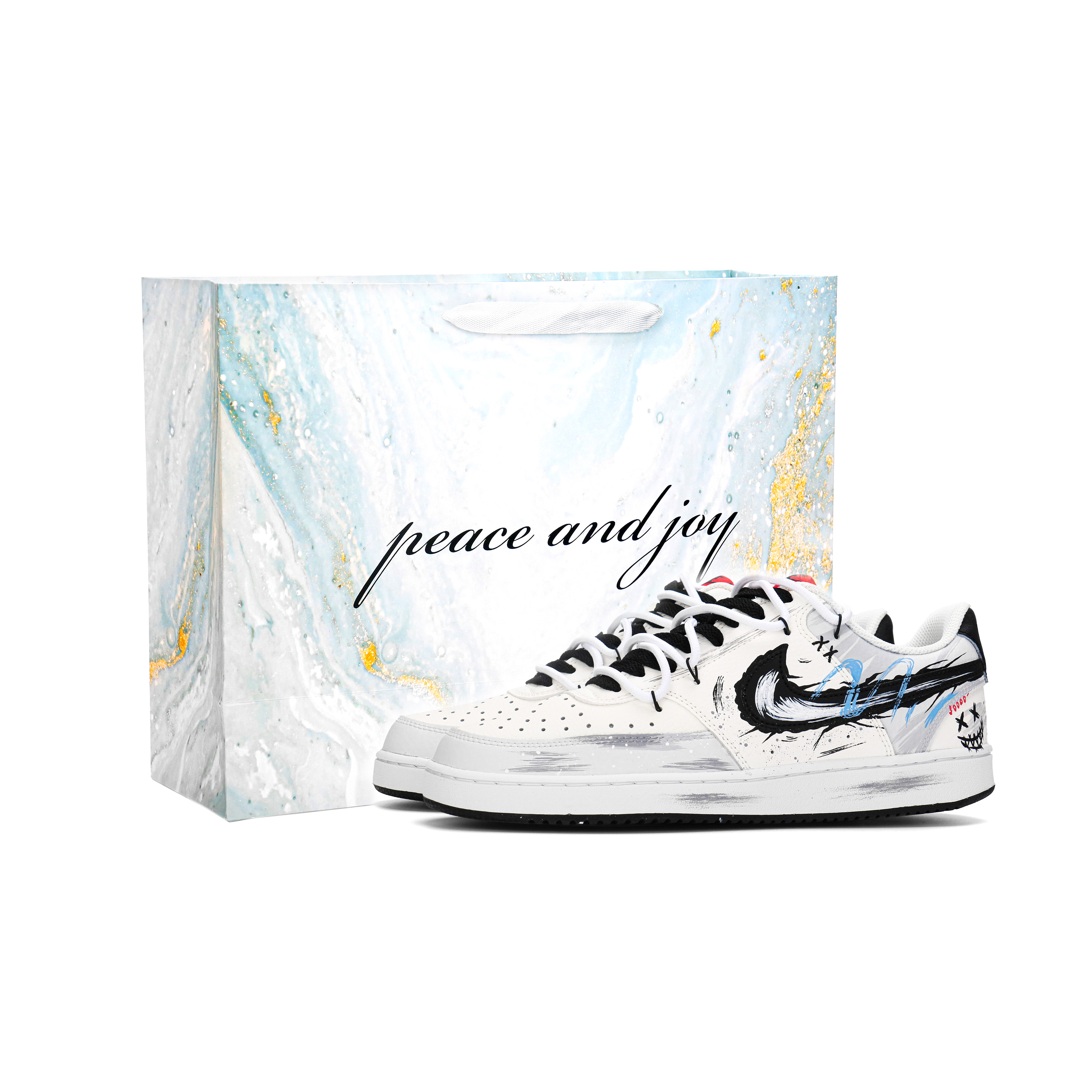 

Nike Кроссовки Court Vision 1 Hip Hop Mischief, износостойкие, низкие, для скейтбординга, мужские, белые, серые