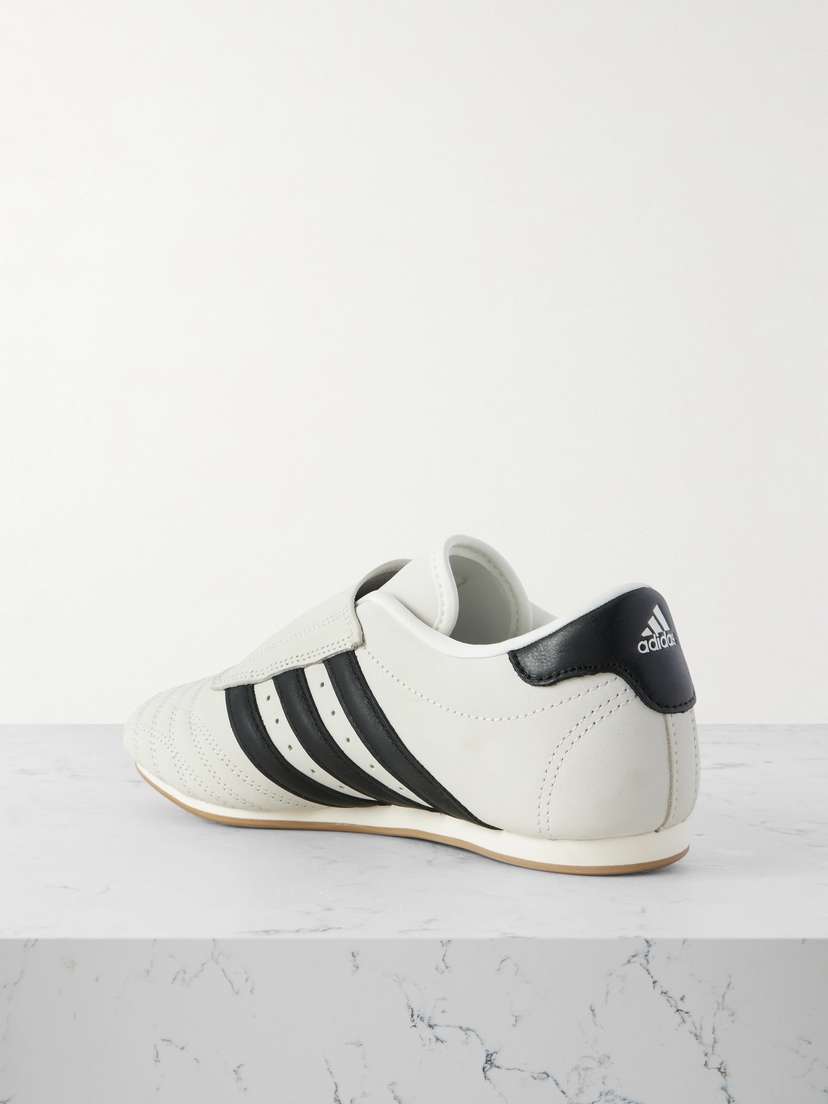 Полосатые кожаные кроссовки для тхэквондо Adidas Originals, белый — фото 3