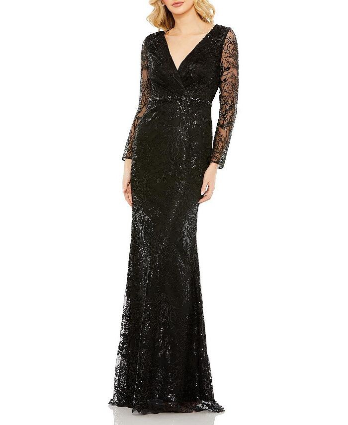 

Платье Mac Duggal с длинными рукавами и запахом, черный