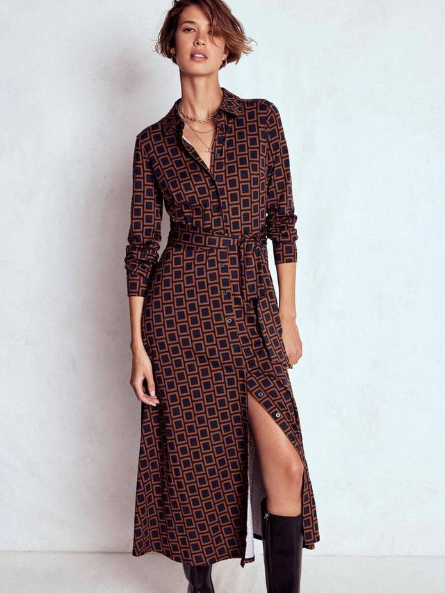 

Марсия платье-рубашка с геометрическим принтом Boden, Navy/Multi