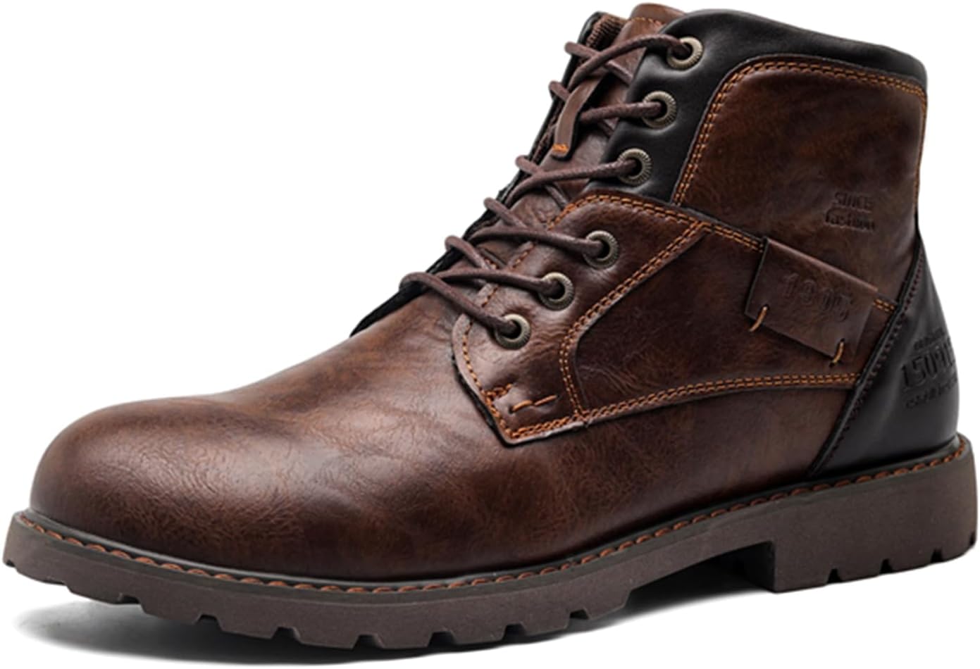 

Мужские ботинки ENJGU для осени/зимы, походные, повседневные, ретро, на платформе, с шнуровкой и молнией, мотоциклетные, ручной работы, противоскользящие, треккинговые, оксфорды, коричневый