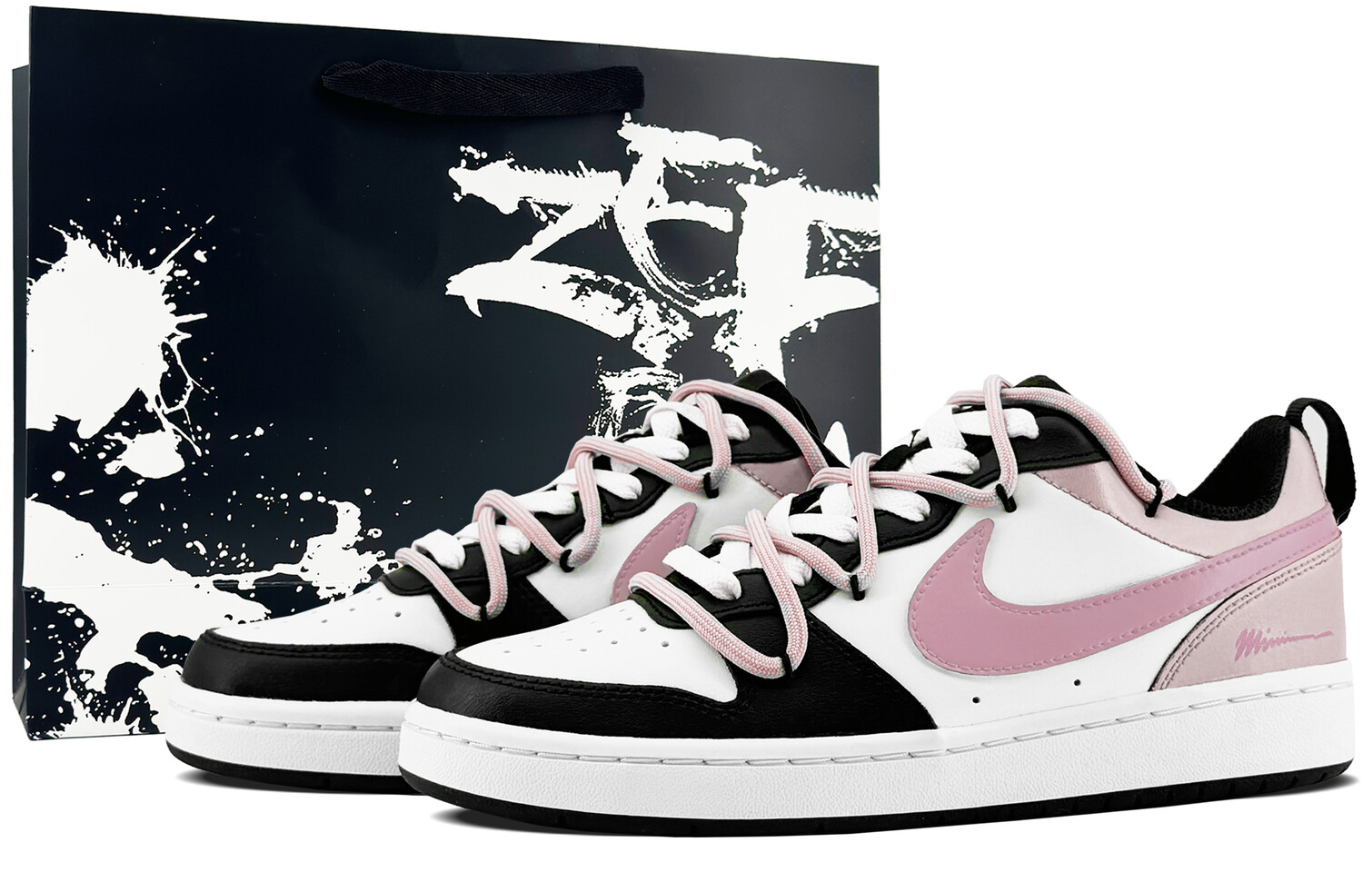 

Кроссовки Nike Court Borough Skateboarding Shoes Women's Low-top Black/pink/white, белый