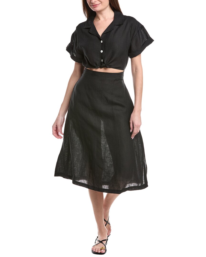 

Платье-миди из льна с вырезами «Витамин А Плайя» Vitamin A, черный