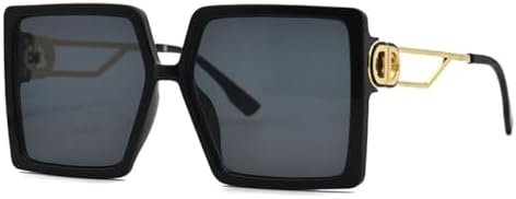 

Крупные квадратные солнцезащитные очки для женщин, модные, классической формы, винтажные солнцезащитные очки для мужчин, ретро-очки, защита от УФ-излучения UV400 MTZJH, Black