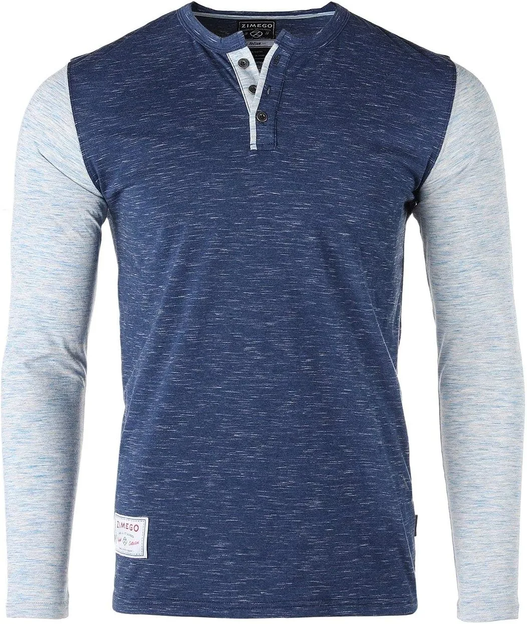 

ZIMEGO мужская бейсболка 3/4 рукава — Casual Crewneck Button Henley Color Block