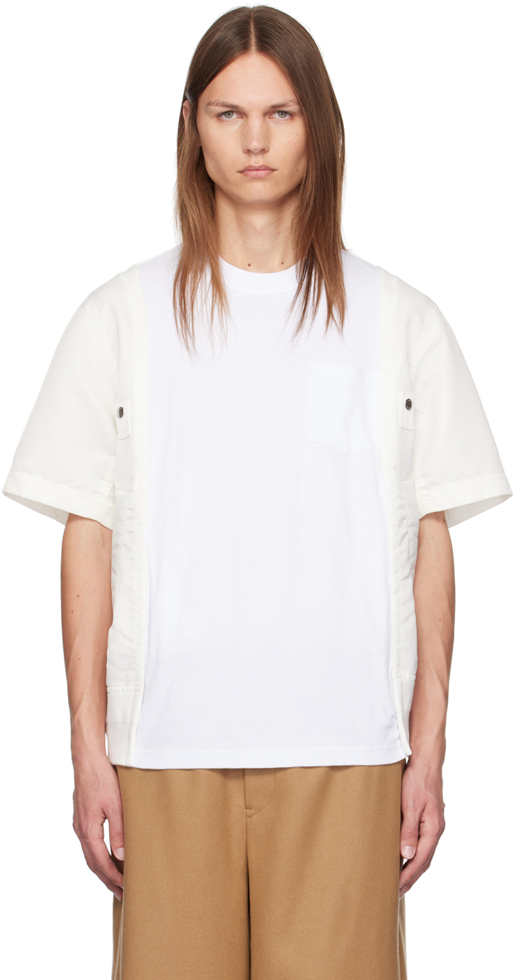 

Белая вставная футболка sacai