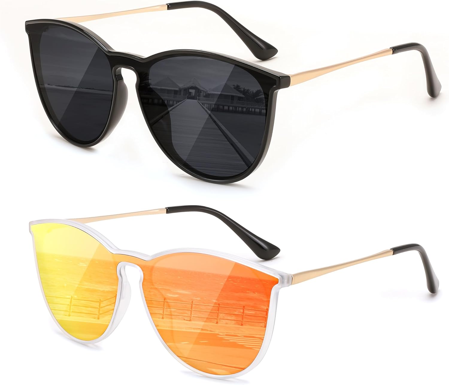 

Солнцезащитные очки FEISEDY для женщин и мужчин, ретро, ​​круглые, «кошачий глаз», дизайнерские, с зеркальными линзами и защитой от УФ-излучения, артикул B0210, Z2pack Black-grey + Transparent-red Revo