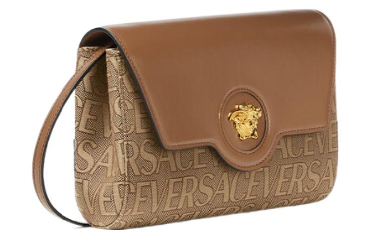 Сумка через плечо La Medusa Cotton с аппликацией из коровьей кожи женская коричневая VERSACE — фото 2