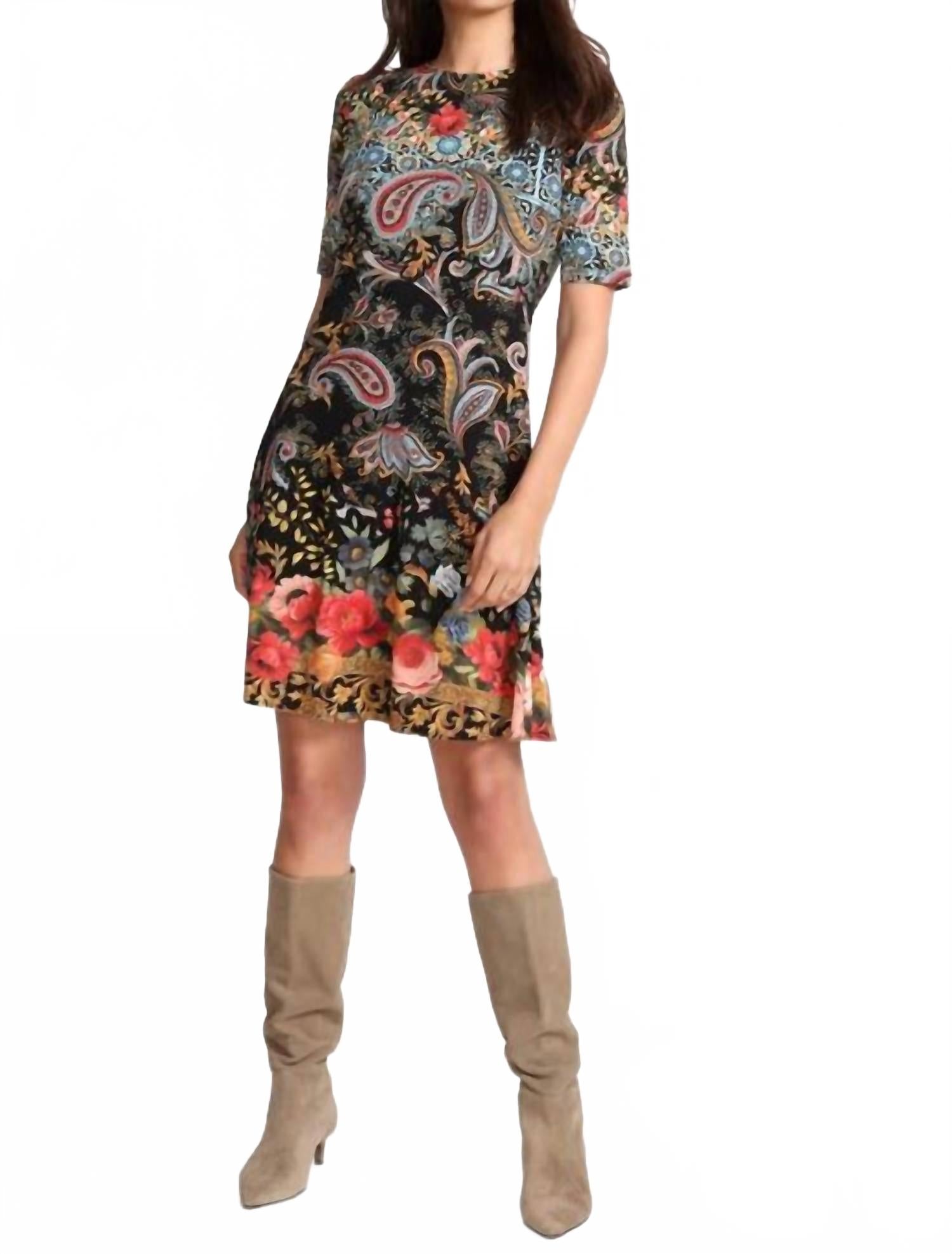 

Платье Janie Favorite с рукавами до локтя и воротником-стойкой в ​​расцветке Leto Johnny Was, leto