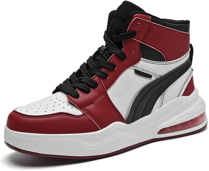 

Мужские модные городские спортивные кроссовки с амортизирующей подошвой и высоким верхом Meixi Mobile, белый/красный