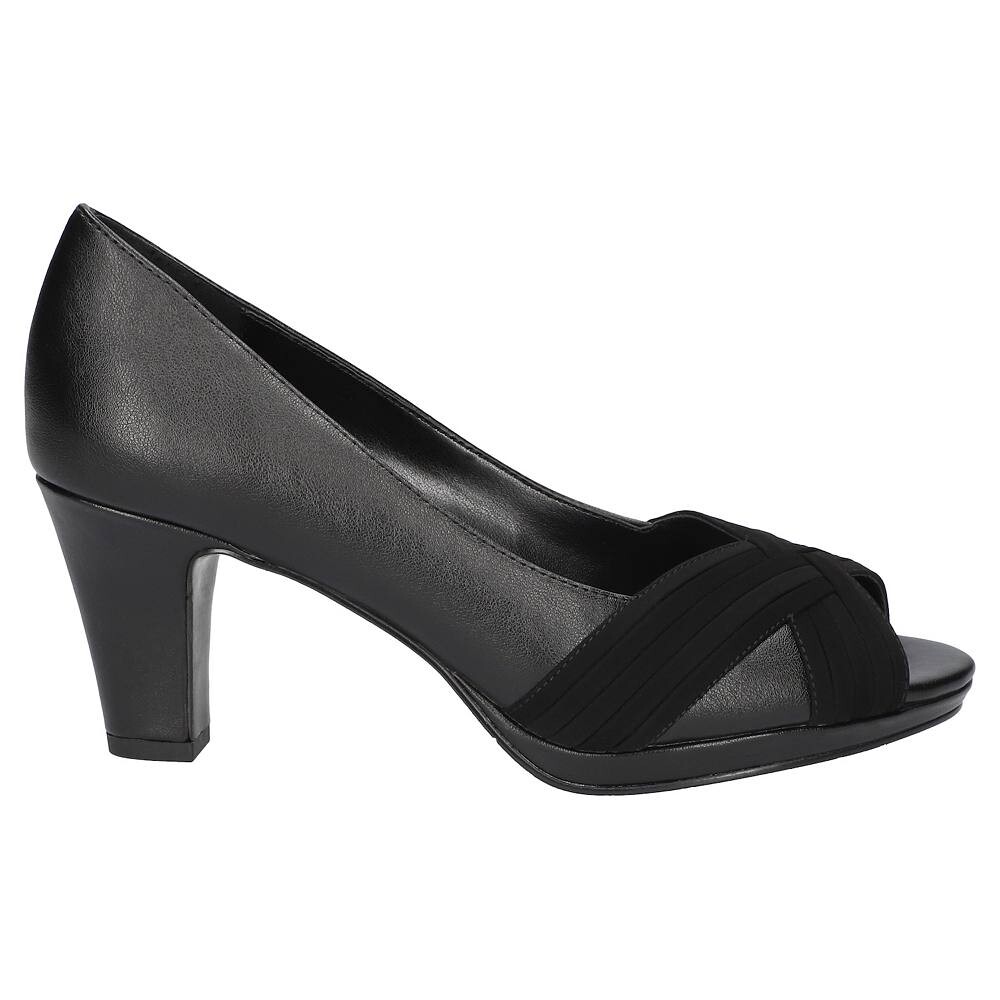 Женские туфли-лодочки Easy Street на платформе с открытым носком, цвет Black Satin — фото 2