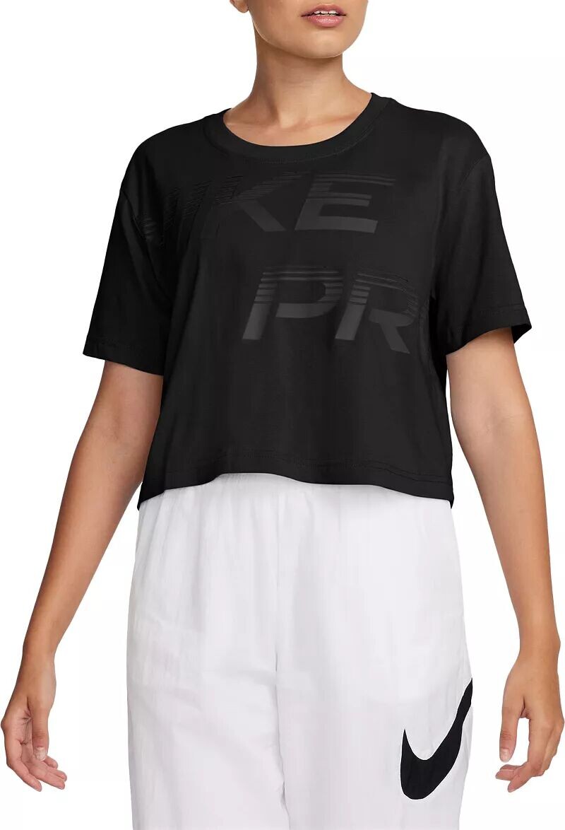 

Женская футболка с короткими рукавами и графикой Nike Pro Dri-FIT, черный