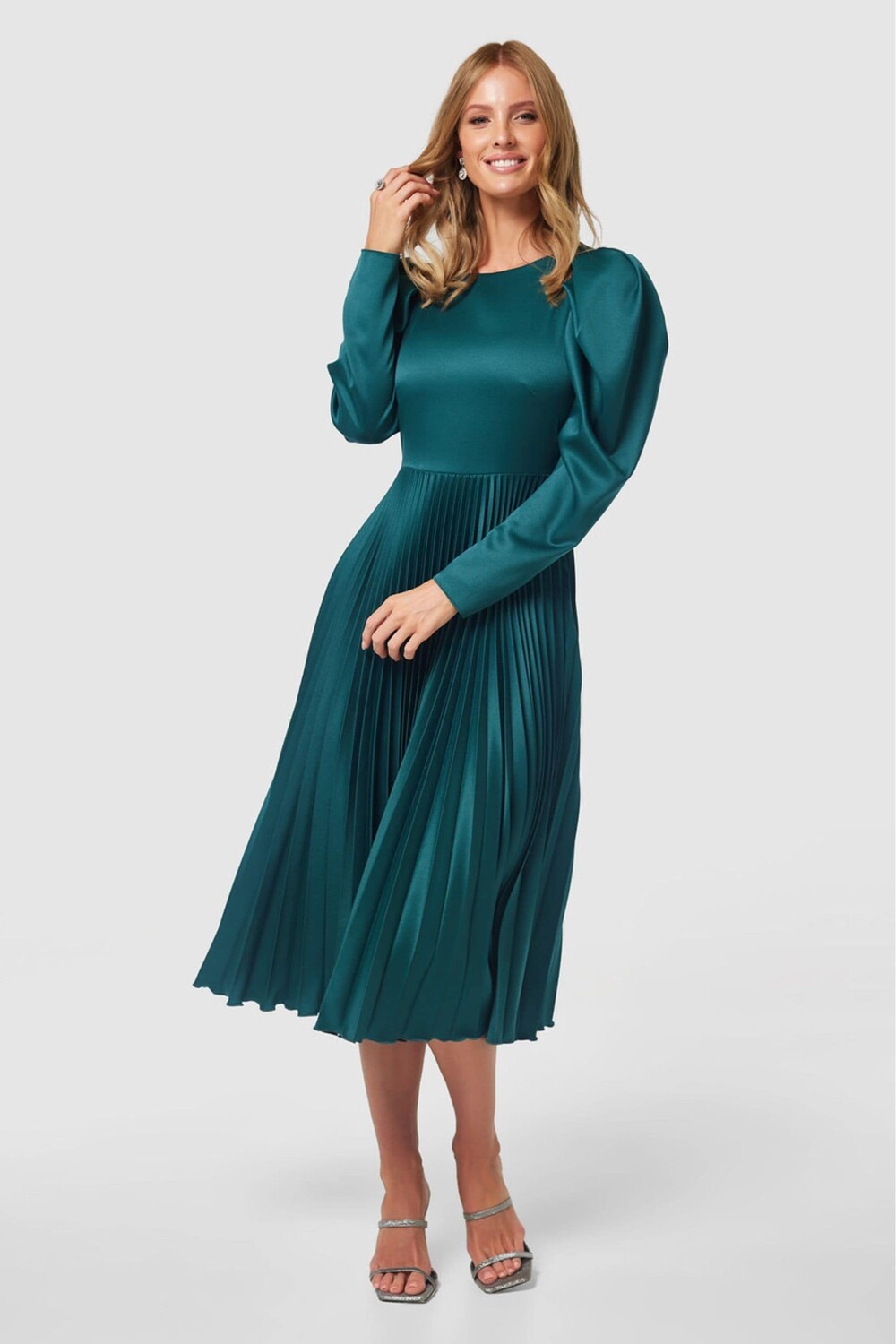 

Плиссированное платье миди Closet London, синий