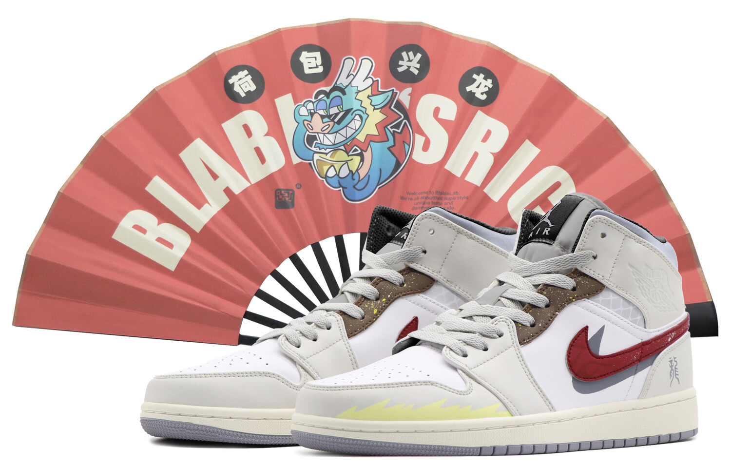 

Кроссовки Air Jordan 1 Vintage Basketball Shoes Men High-top Grey/Red/Brown, светло-серый